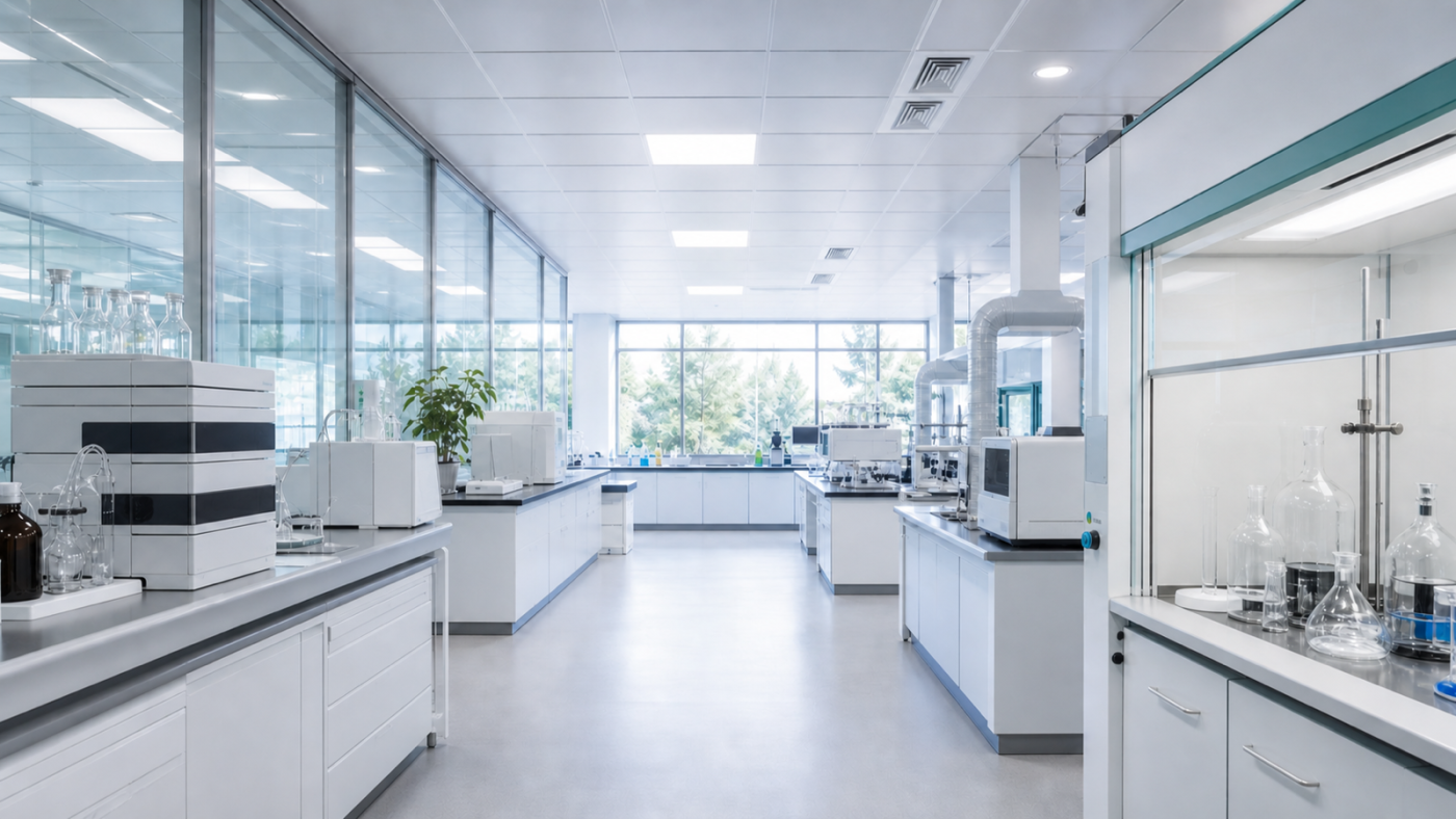 Bright modern analytical laboratory interior